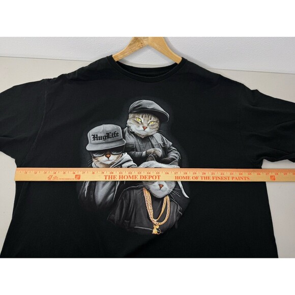 Hug Life Thug Life Tee with Gangsta Cats BLACK T-shirt Unisex Adult Size 3XL - Picture 8 of 10